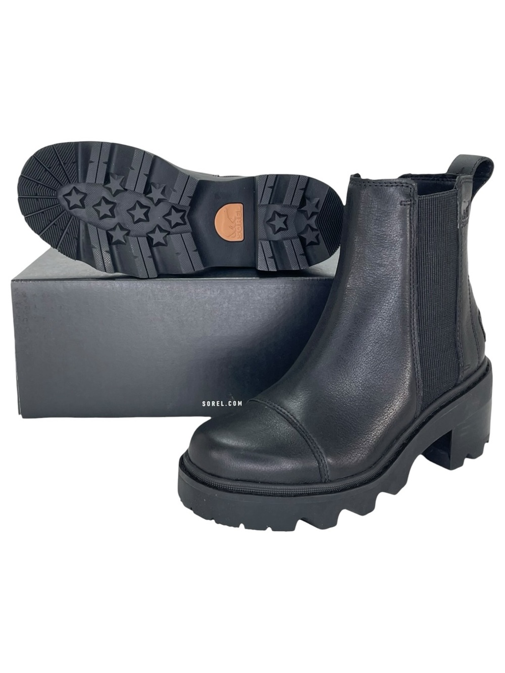 Sorel Joan Now Black Leather Waterproof Womens Chelsea Ankle Boots Size 5M - Picture 12 of 13